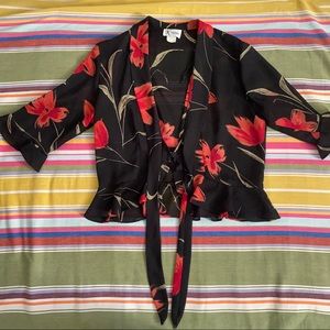 Vintage Sheet Floral Crop Tie-Front Top